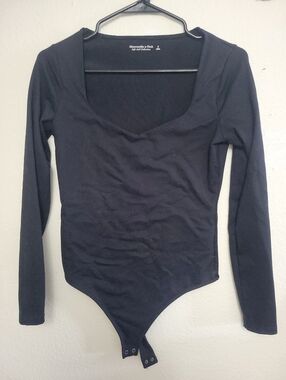 Abercrombie & Fitch womens black long sleeve bodysuit